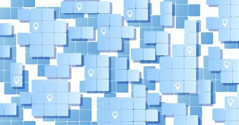 Abstract concept of navigation on Squares background. Pins on Squares. Vector Stock Illustration