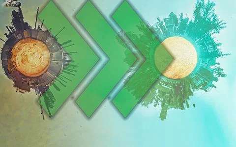 Abstract concept of progress and environmental change with contrasting indu.. Stock Photos
