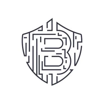 Abstract concept protection of bitcoin technology. Virtual crypto currency se Illustrazione stock
