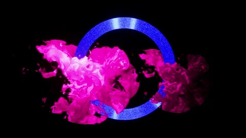 Abstract concept. A shape illuminated by a neon light ring on a black isolated Stock Footage 280799065