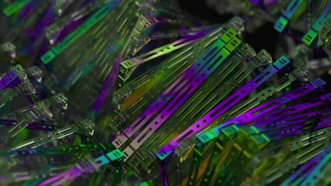 Abstract concept. A stack of plastic floppy disks with a metallic sheen rotates Stock Footage 248721449