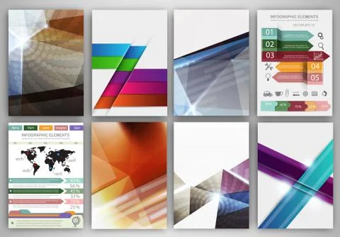 Abstract concept vector icons and creative brochure template Stock Illustration