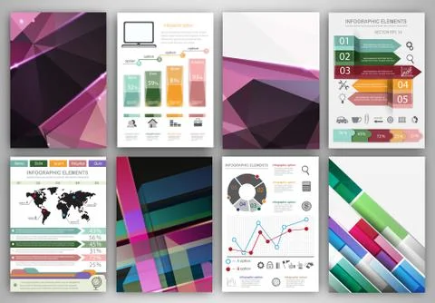 Abstract concept vector icons and purple creative backgrounds Stock Illustration
