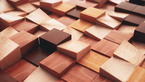 Abstract concept. Wooden rectangular shapes move up and down. Wooden block Stock Footage 230080169