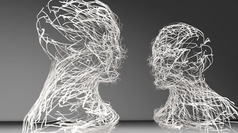 Abstract conceptual composition - two people face to face Stock Footage 68142078