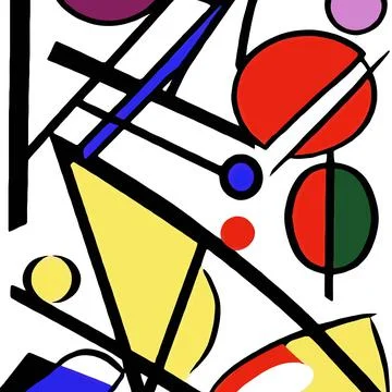 Abstract conceptual ensemble shapes lines triangles ovals symphony Stock Illustration