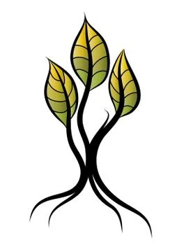 Abstract conceptual tree with big leaves, vector illustration Stock Illustration