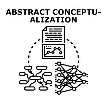 Abstract conceptualization process involving data analysis and neural network Stock Illustration