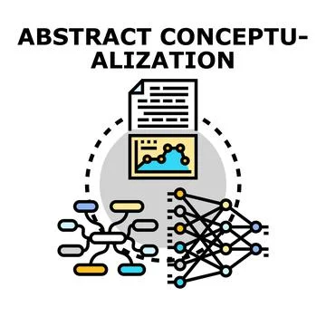 Abstract conceptualization process involving data analysis and neural network Stock Illustration