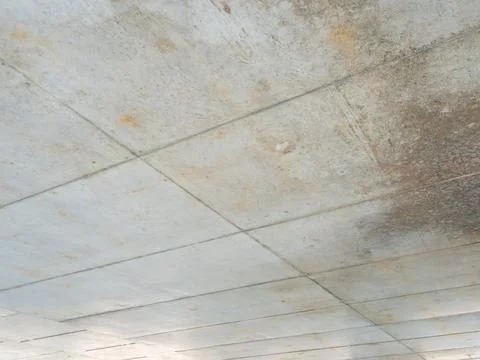 Abstract concrete ceiling texture with geometric panel pattern and industri.. Foto stock