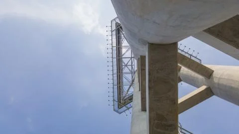 Abstract concrete constructure to the top with blue sky background Stock Photos