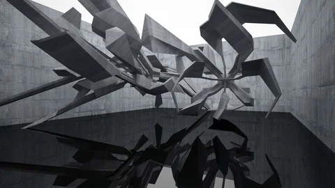 Abstract concrete future interior with  glass black flor. Architectural backgrou Видео 74513903