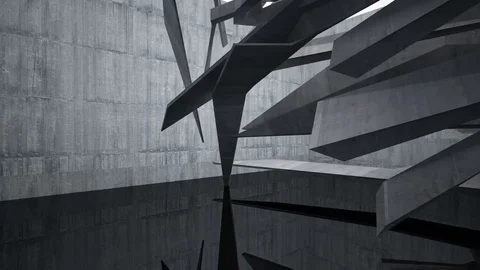 Abstract concrete future interior with  glass black flor. Architectural backgrou Видео 74527863