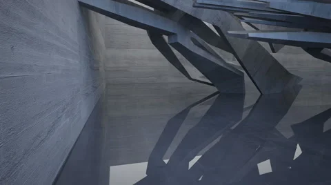 Abstract concrete future interior with a large window and glass flor. Architectu Video stock 64334220