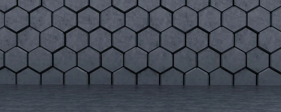 Abstract concrete hexagonal brick wall - background pattern 3d rendering Stock Illustration