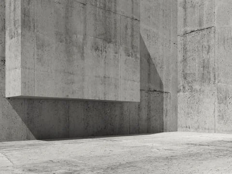 Abstract concrete interior, 3d render Stock Illustration
