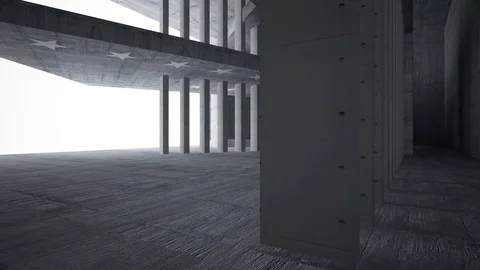 Abstract concrete interior with future columns and decor in the form of stars. 動画素材 84974483
