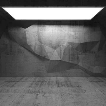 Abstract concrete interior with polygonal pattern on the wall Stock Illustration