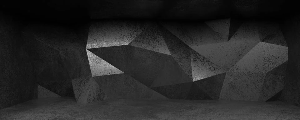 Abstract concrete random geometric shape 3d rendering industrial concept Stock Illustration