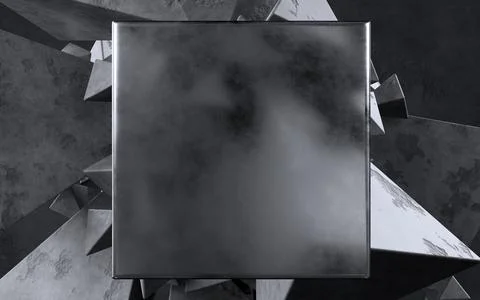 Abstract concrete triangle pyramids on dark concrete background Stock-Illustration
