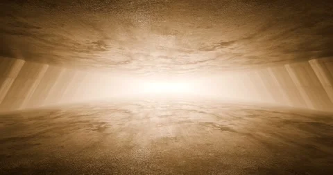 Abstract concrete tunnel with bright light and cinematic perspective 3d loop Stock Footage 332313816