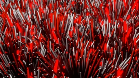 Abstract cone geometry in metallic red black waving with glowing led red color. Stock Footage 112726440