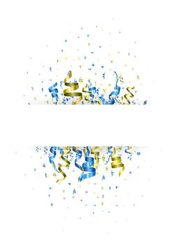 Abstract confetti frame banner in blue and yelllow national ukranian colors Stock Illustration