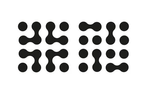 Abstract connected blobs icon. Set of Metaball logotype. Stock Illustration