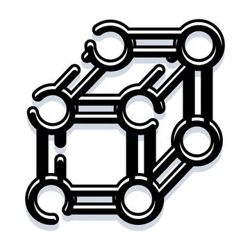 Abstract connected cube structure presenting network and system concepts Ilustração Stock