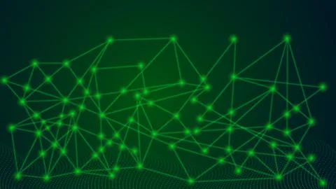 Abstract connected data pattern on bright green background. Abstract futuri.. Stock Illustration