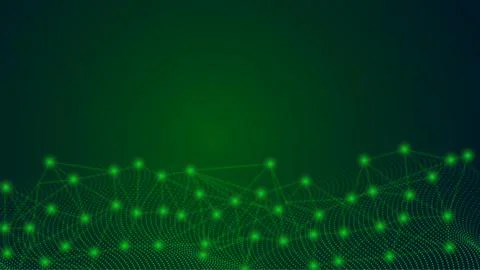 Abstract connected data pattern on bright green background. Abstract futuri.. Stock Illustration