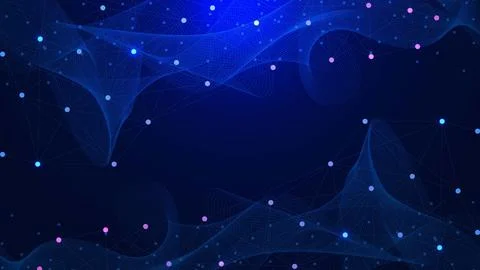 Abstract connected dots and lines with wave flow for global connection 스톡 일러스트