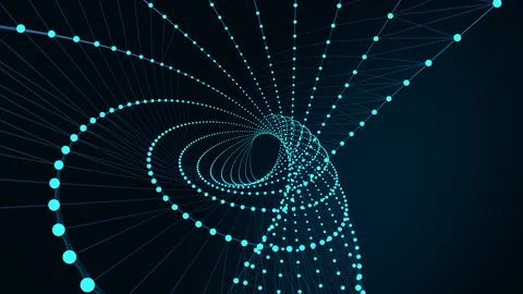 Abstract connected dots and lines on dark background. Plexus background. Stock Illustration