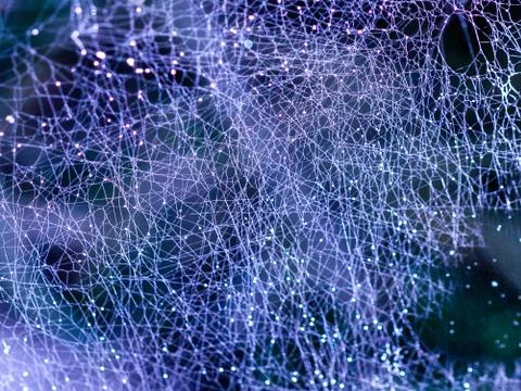 Abstract connected dots on blue background - connection technology concept Foto stock