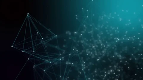 Abstract connected dots on bright blue background. Technology concept Stock Footage 79805169