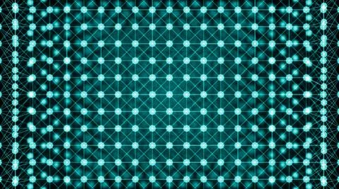 Abstract connected dots on bright blue background Abstract connected dots ... Foto stock