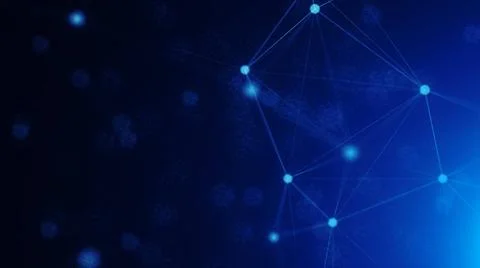 Abstract connected dots on bright blue background Abstract connected dots ... Foto stock