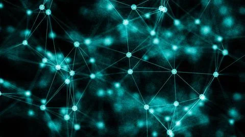 Abstract connected dots on bright blue background Abstract connected dots ... 스톡 사진