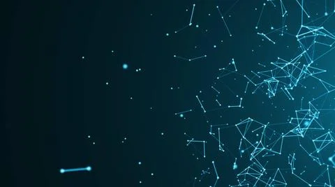 Abstract connected dots on bright blue background. Technology Abstract con... Foto stock