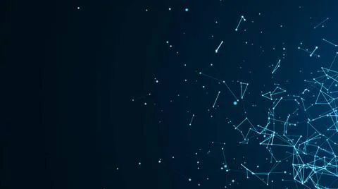 Abstract connected dots on bright blue background. Technology Abstract con... Stock Photos