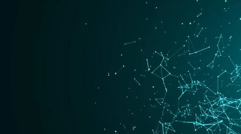 Abstract connected dots on bright blue background. Technology Abstract con... 스톡 사진