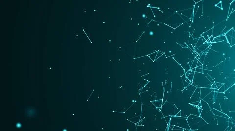 Abstract connected dots on bright blue background. Technology Abstract con... Foto stock