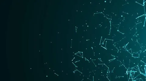 Abstract connected dots on bright blue background. Technology Abstract con... 库存照片