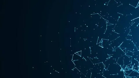 Abstract connected dots on bright blue background. Technology Abstract con... Stock Photos