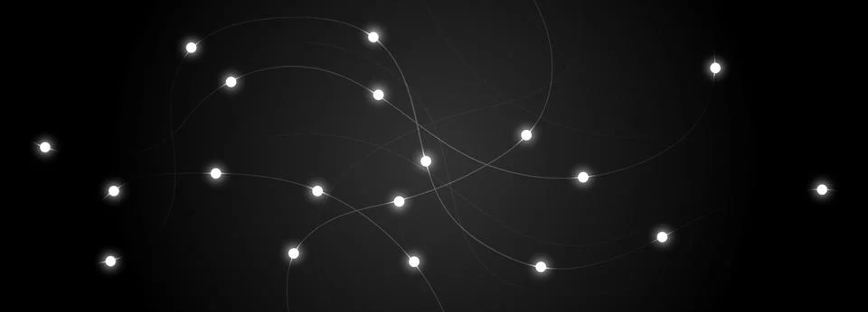 Abstract Connected Dots Network on Dark Background for AI and Data Technology Illustrazione stock