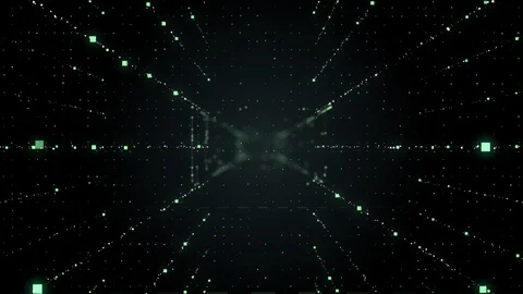 Abstract connected dots wireless communication network on space background. Stock Footage 116133387