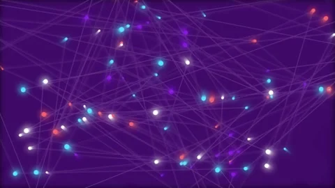 Abstract connected glowing dots network moving on dark purple background mo.. 库存影片 343558974