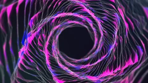 Abstract connected lines and dots forming a circle retro style. Round Shape O 스톡 일러스트