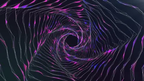 Abstract connected lines and dots forming a circle retro style. Round Shape O Stock Illustration