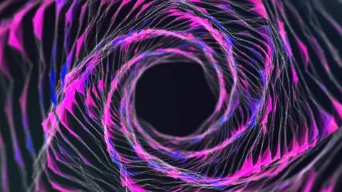 Abstract connected lines and dots forming a circle retro style. Round Shape O Illustrazione stock